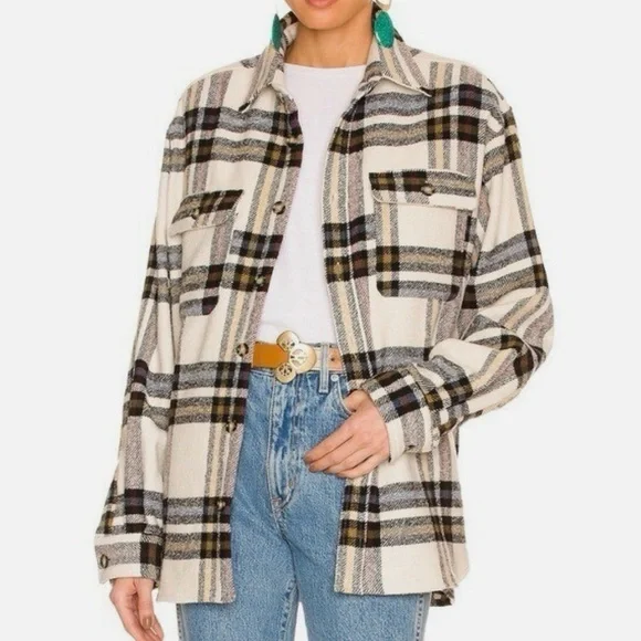 Isabel Marant Étoile “Ebbaz” Plaid Wool-Blend Shacket Jacket XS - Picture 1 of 10